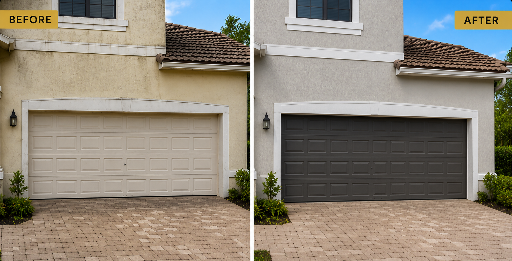 Garage and exterior wall painting transformation