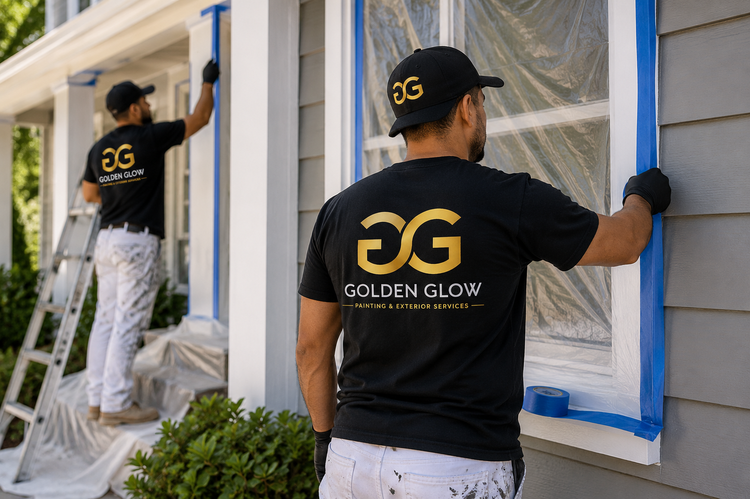 Golden Glow team preparing exterior for painting